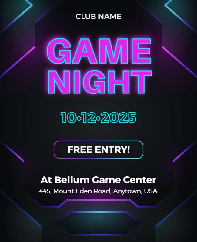 Club Game Night Event Flyer Template