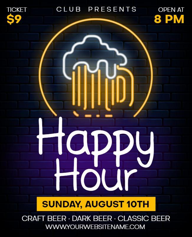 Club Happy Hour Beer Event Flyer Template