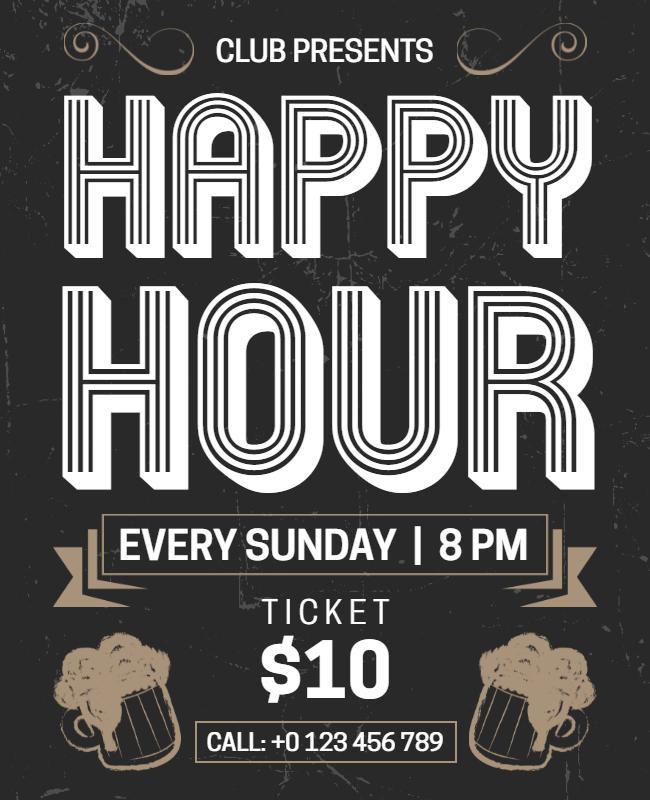 Club Happy Hour Event Flyer Template