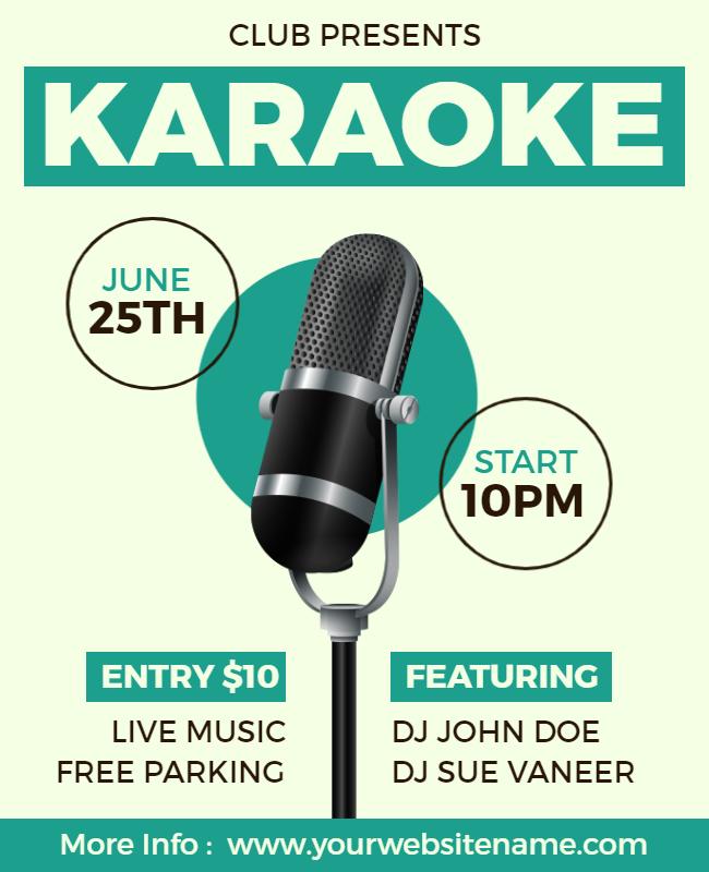 Modern Blue Karaoke Night Entertainment Flyer Template