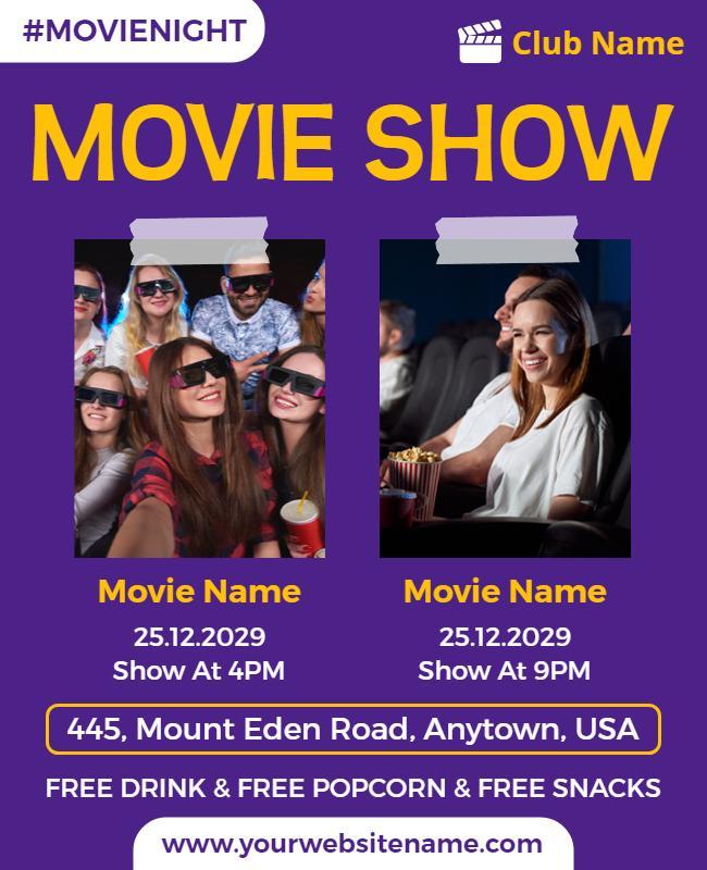 Club Movie Night Event Flyer Template