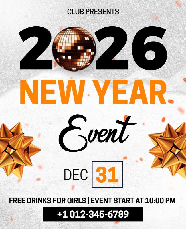 Club New Year 2026 Celebration Event Flyer Template