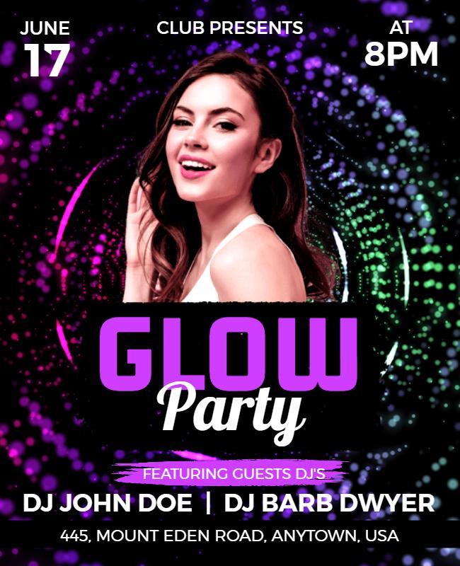 Club Night Glow Party Event Flyer Template