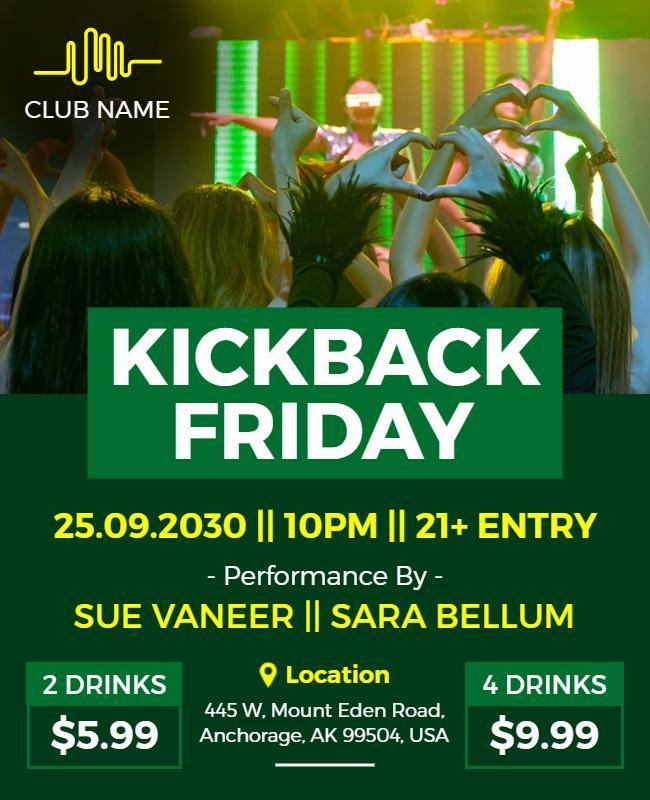 Club Night Kickback Friday Event Flyer Template