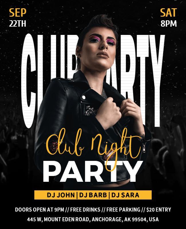 Bold Black Nightclub Party with DJs Flyer Template