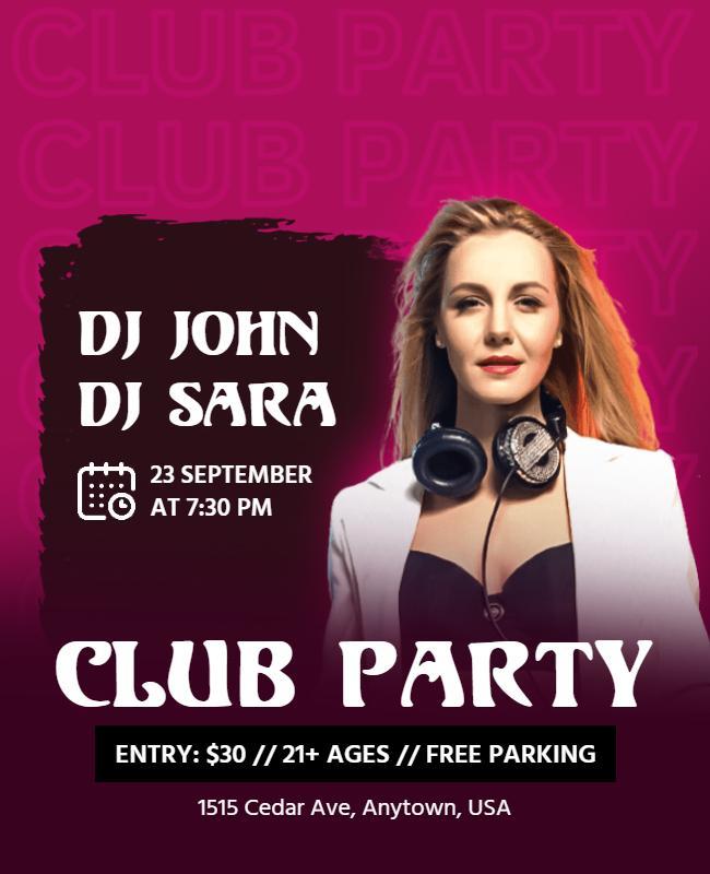 Club Party Night Event Flyer Template