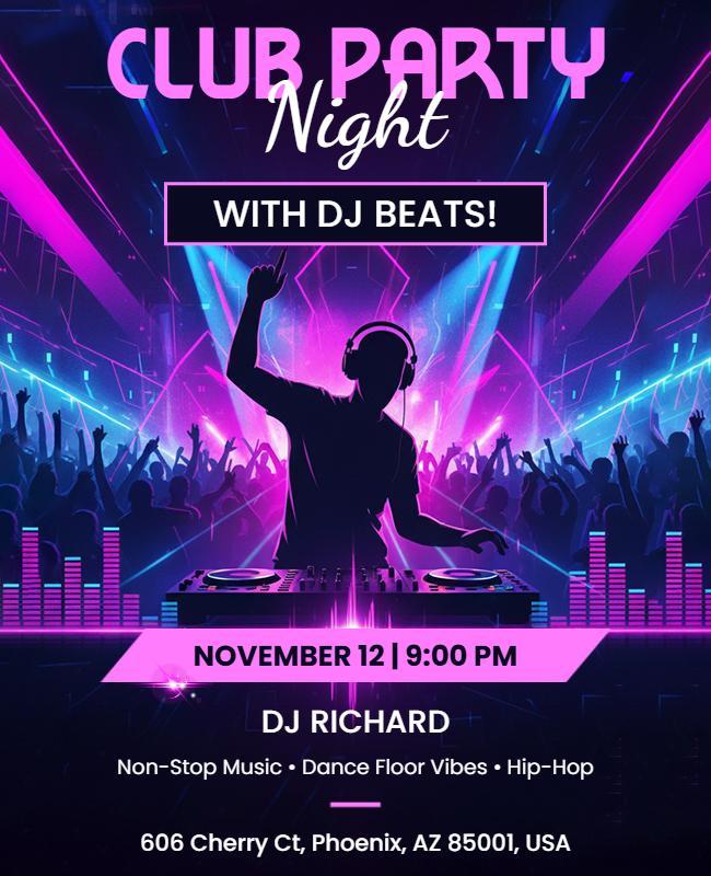 Club Party Night with DJ Flyer Template