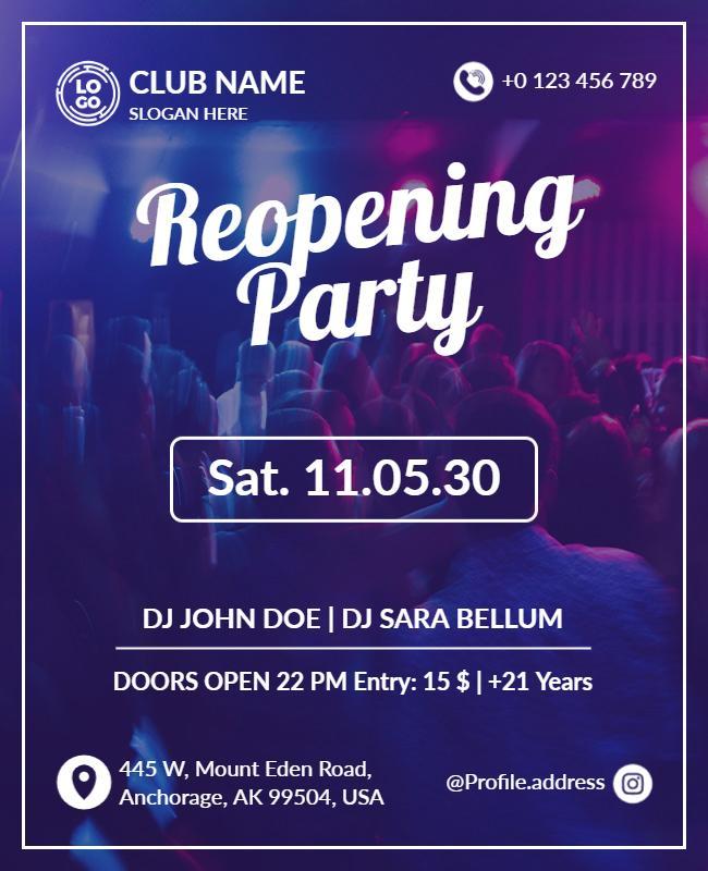 Club Reopening Night Party Flyer Template