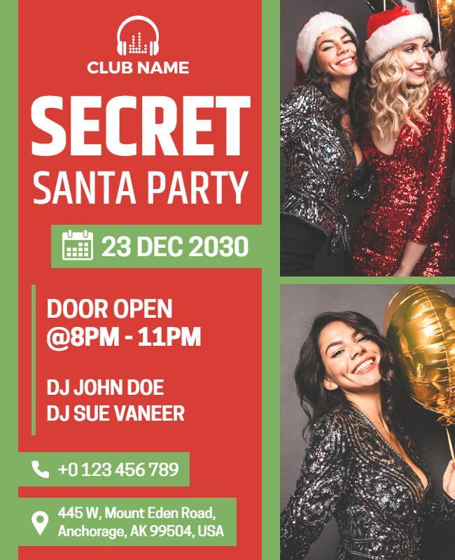 Club Secret Santa Celebration Flyer Template