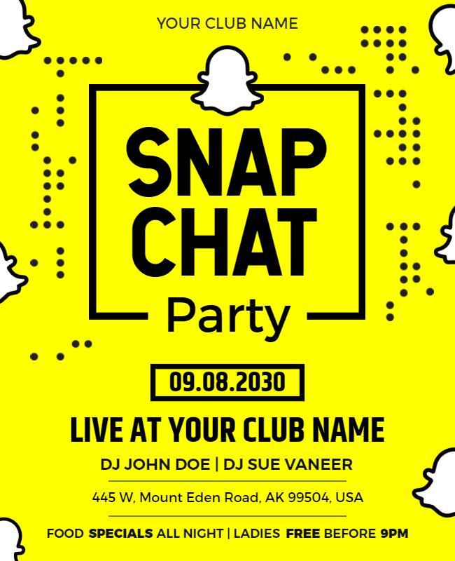 Club Snapchat Party Event Flyer Template