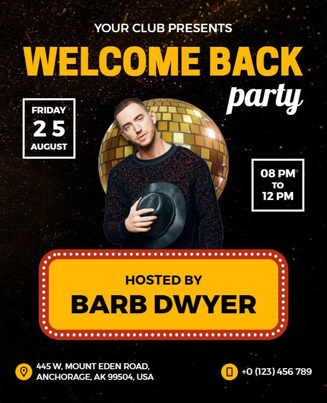 Club Welcome Back Party Flyer Template