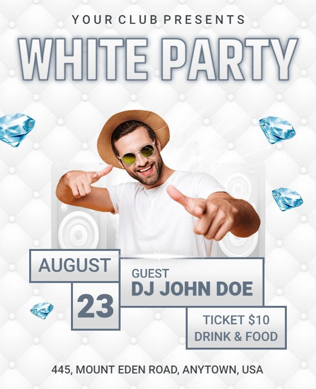 Club White Party Event Flyer Template