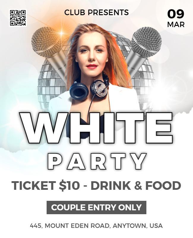 Sleek White Themed Couple Entry Party Flyer Template