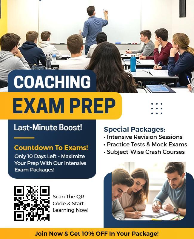 Coaching Exam Preparation Services Flyer Template