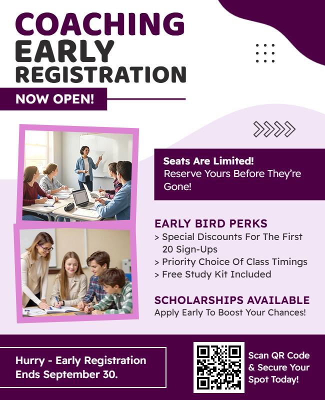Coaching Program Early Registration Flyer Template