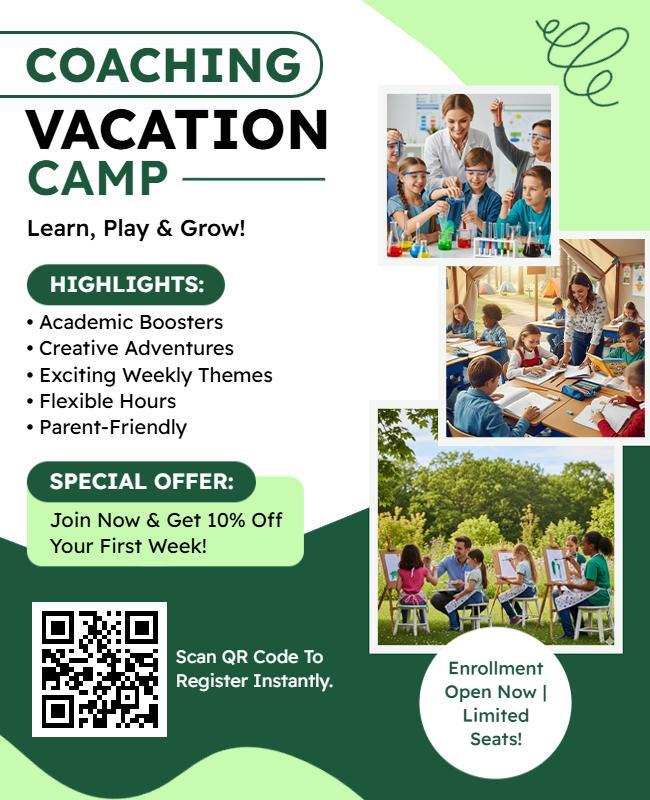 Coaching Vacation Camp Enrollment Flyer Template