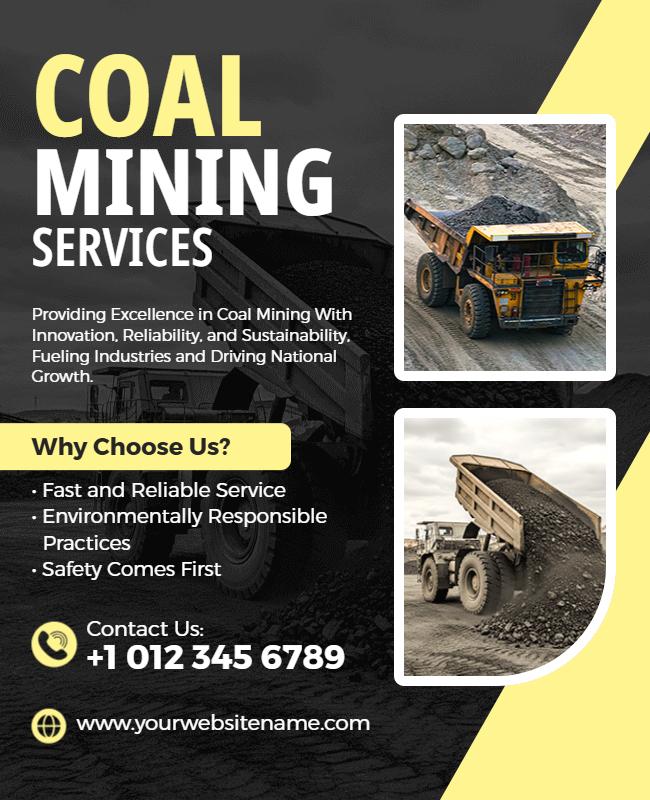 Coal Mining Services Promotional Flyer Template