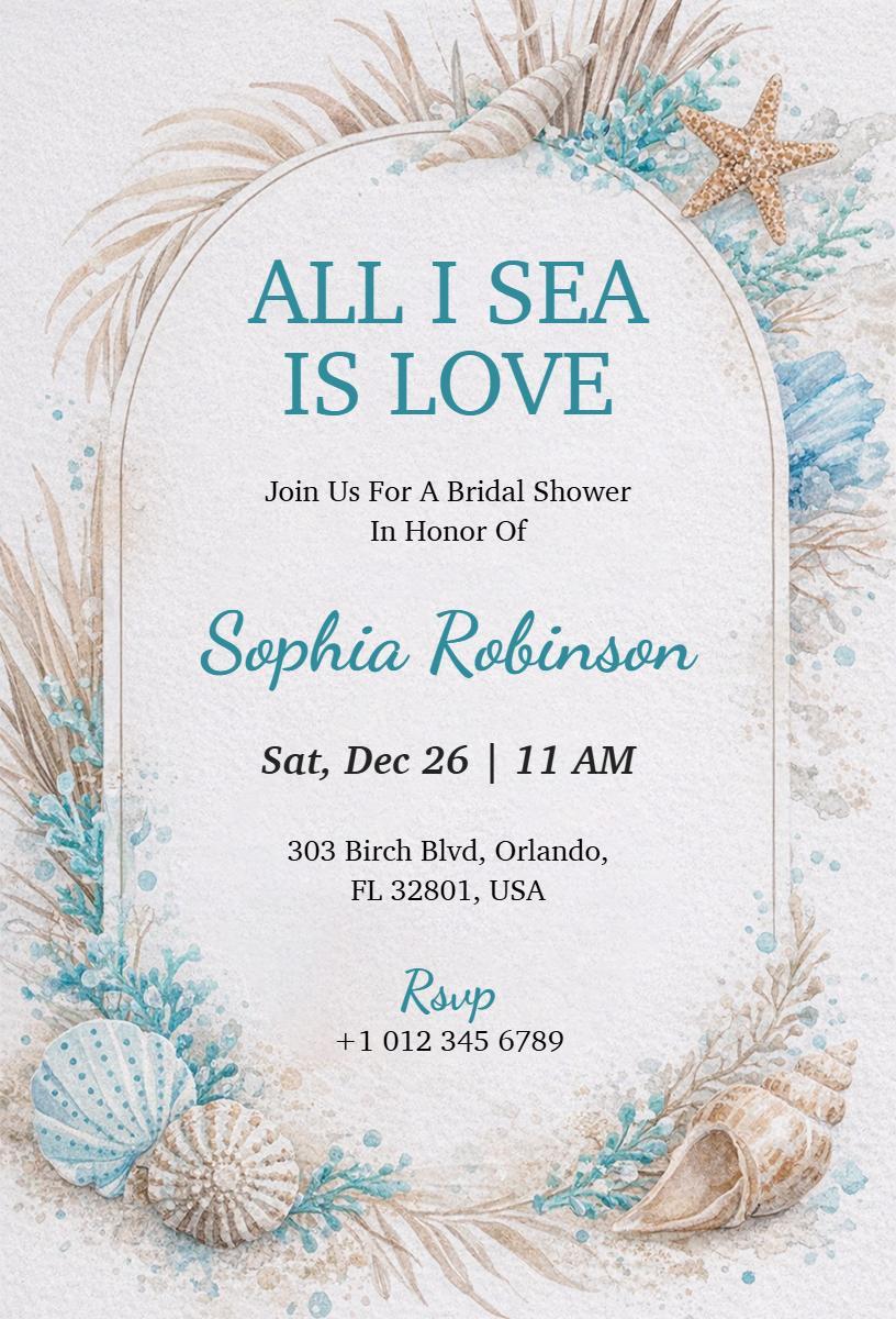 Coastal Nautical Charm Bridal Shower Invitation Template