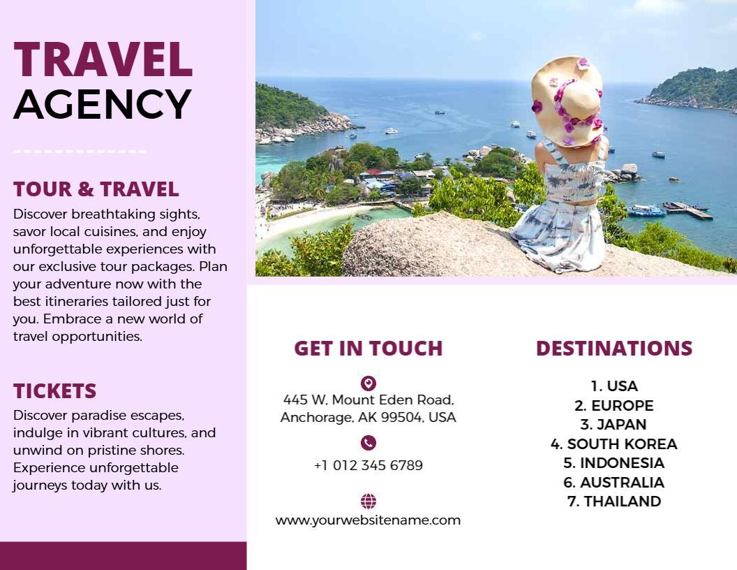 Coastal Paradise Tour and Travel Agency Brochure Template