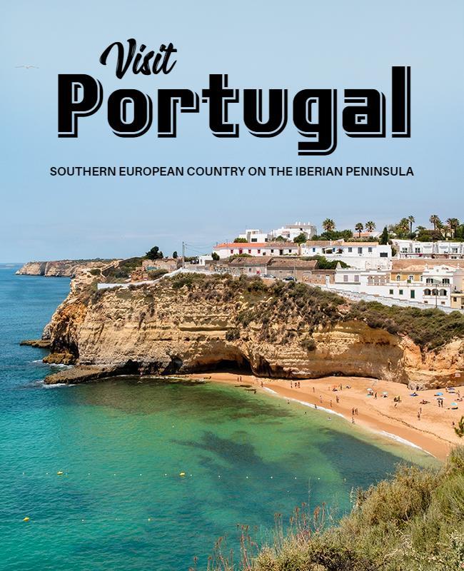 Coastal Scenic Travel Destination Visit Portugal Poster Template