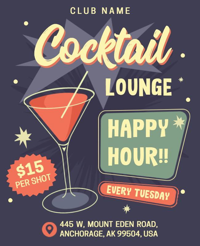 Cocktail Lounge Happy Hour Event Flyer Template