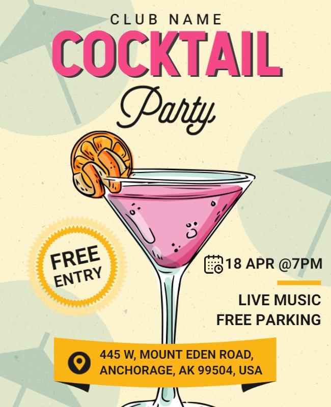 Cocktail Party Event Flyer with Live Music Template