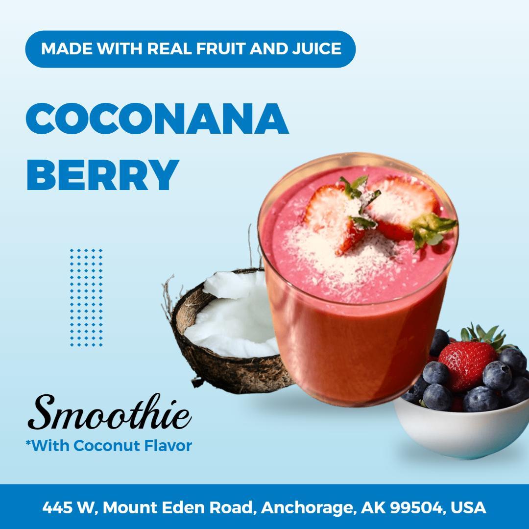 Coconut Flavor Coconana Berry Smoothie Drink Ad Template