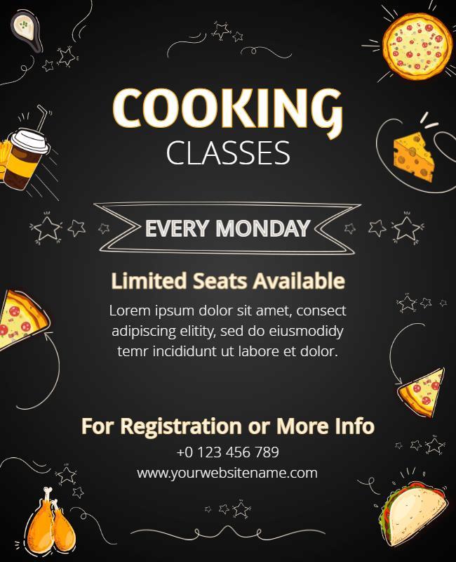 Cod Gray and Nero Cooking Class Flyer Template