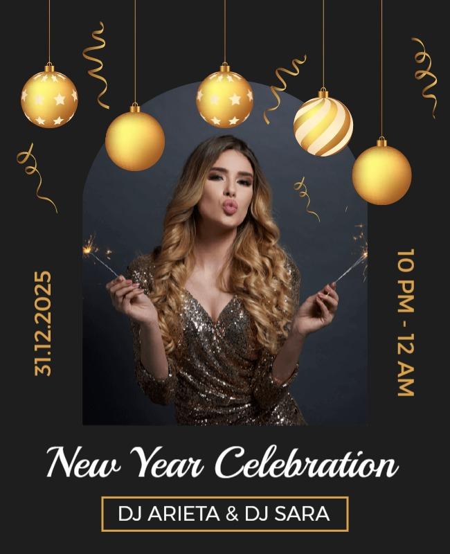 Cod Gray Celebration New Year Flyer Template