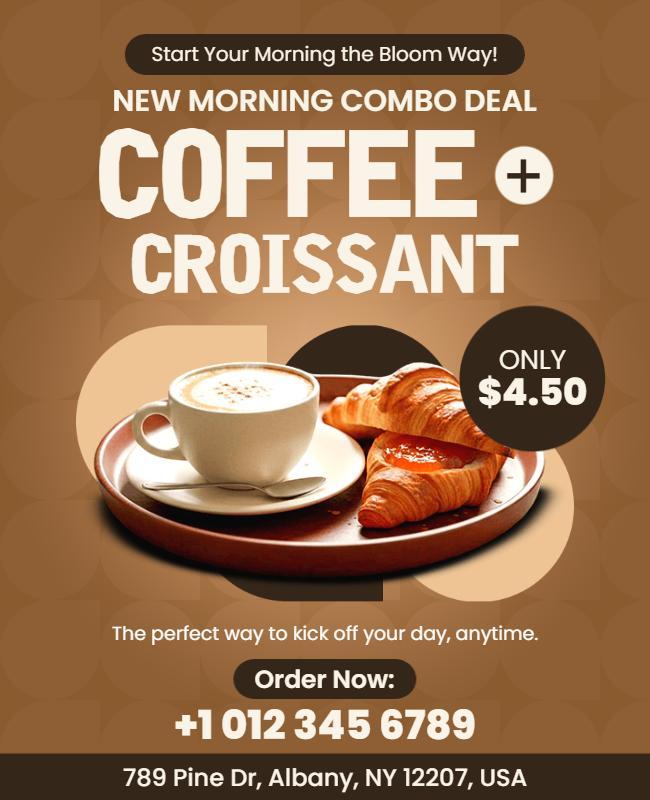 Coffee and Croissant Breakfast Deal Flyer Template