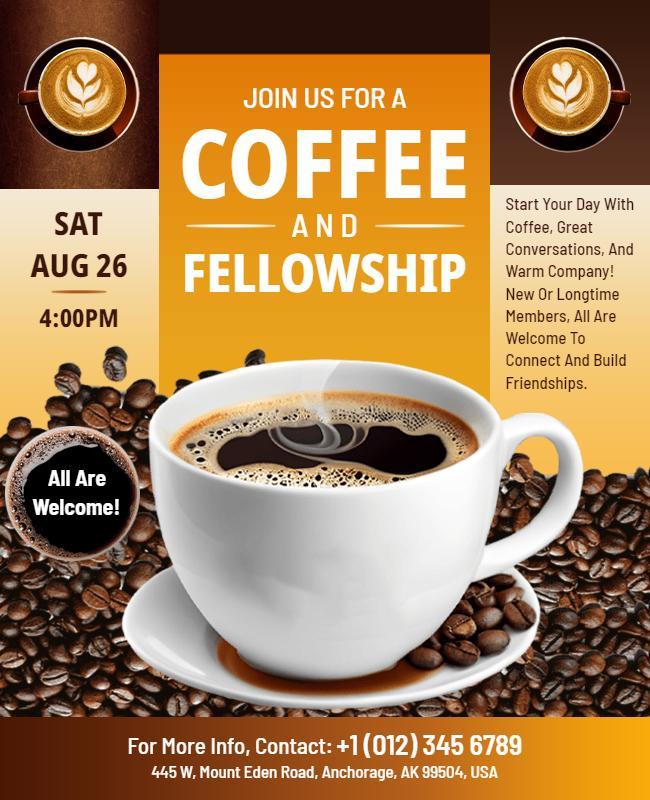 Coffee and Fellowship Community Gathering Flyer Template