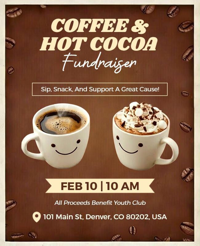 Coffee and Hot Cocoa Fundraiser Flyer Template