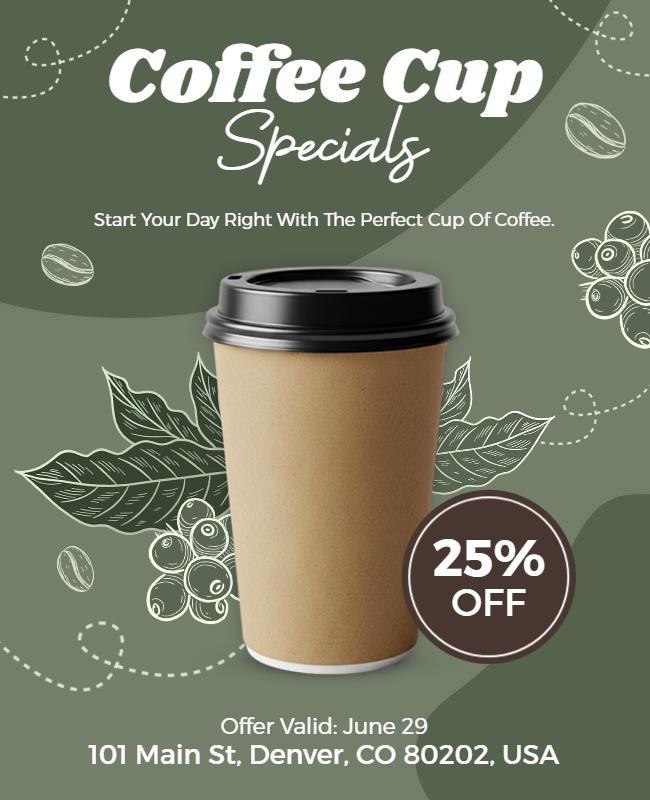 Coffee Cup Specials Event Flyer Template