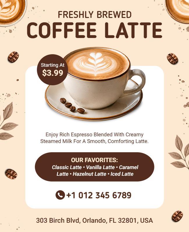 Coffee Latte Shop Promotional Latte Flyer Template