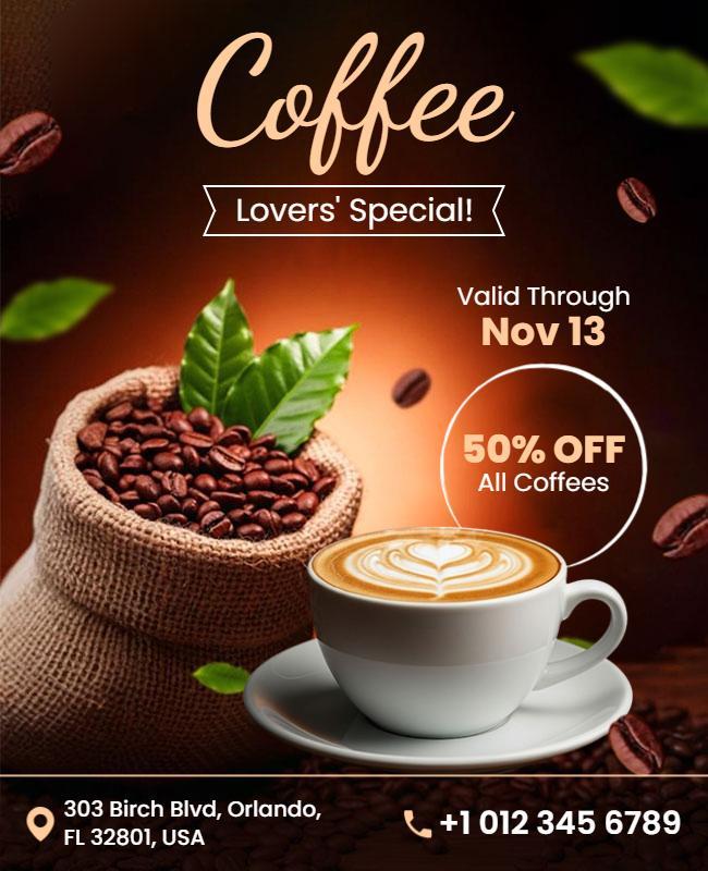 Coffee Lovers Discount Promotion Flyer Template