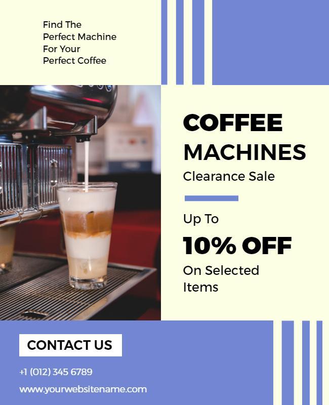 Coffee Machine Clearance Sale Discount Flyer Template