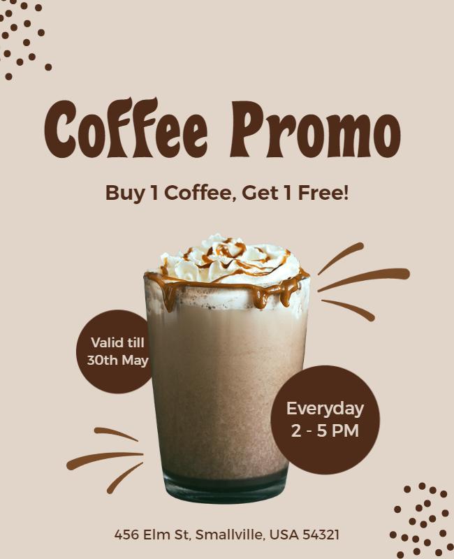 Coffee Promotion Buy One Get One Free Flyer Template