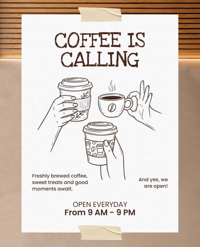 Coffee Shop Daily Opening Poster Template