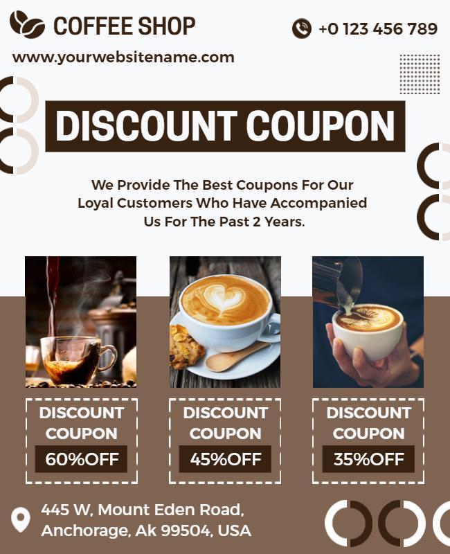 Coffee Shop Discount Coupon Flyer Template