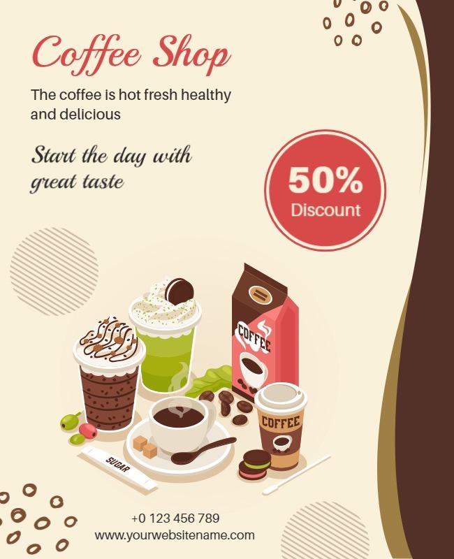 Coffee Shop Discount Promotion Flyer Template