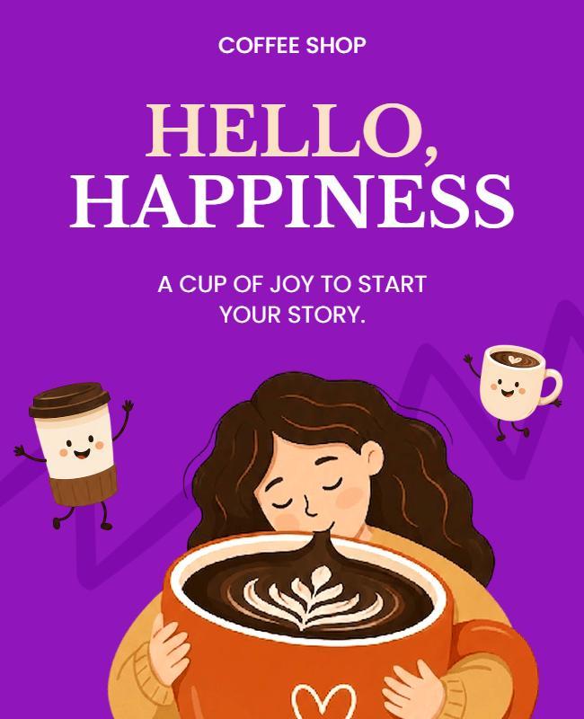 Coffee Shop Happiness Promotion Poster Template