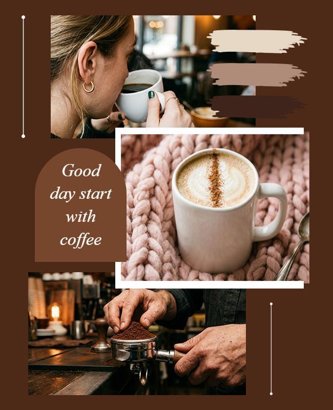 Coffee Shop Morning Motivation Photo Collage Poster Template