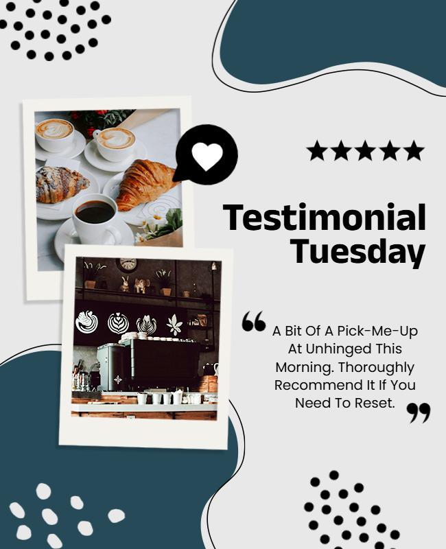 Coffee Shop Testimonial Tuesday Flyer Template
