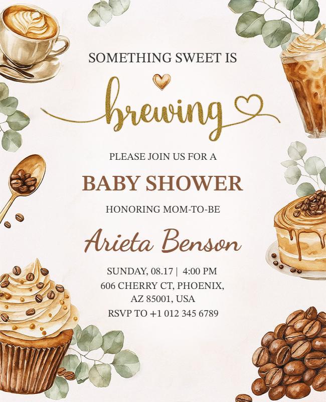 Coffee Themed Baby Shower Invitation Flyer Template