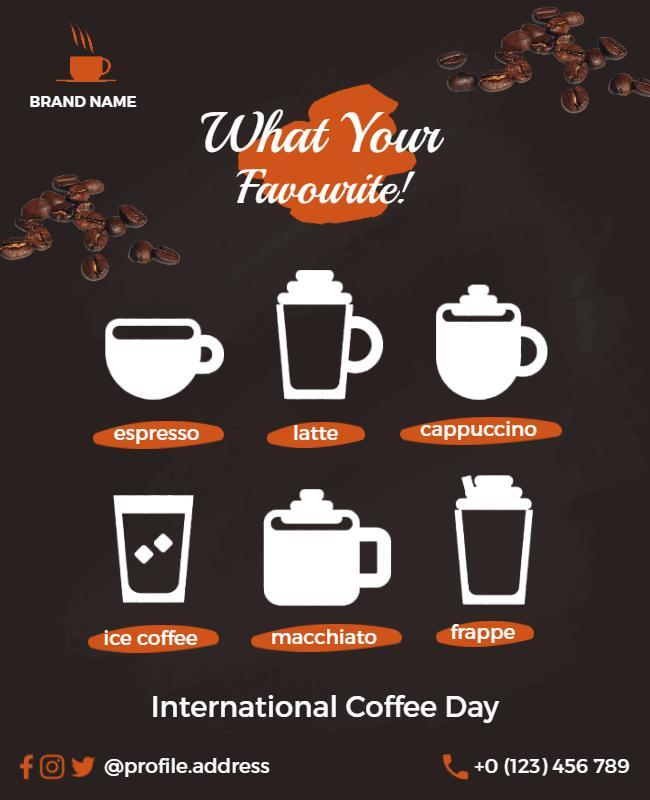 Coffee-Themed Celebration for International Coffee Day Poster Template