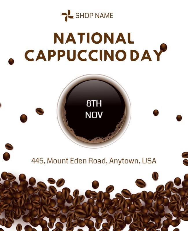 Coffee-Themed National Cappuccino Day Celebration Poster Template
