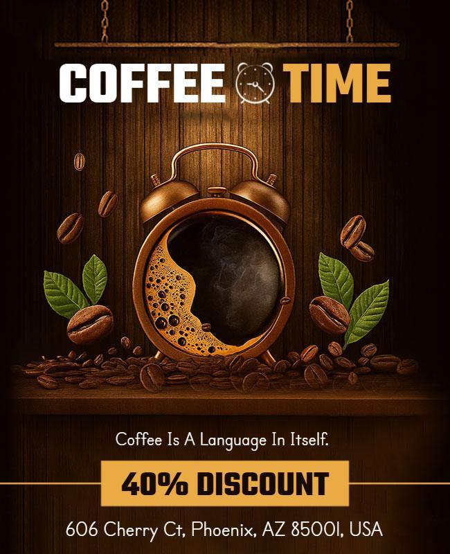 Coffee Time Discount Announcement Flyer Template