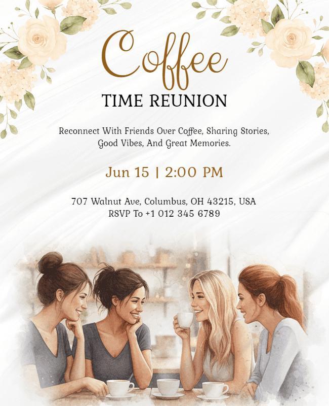 Coffee Time Reunion Invitation Flyer Template