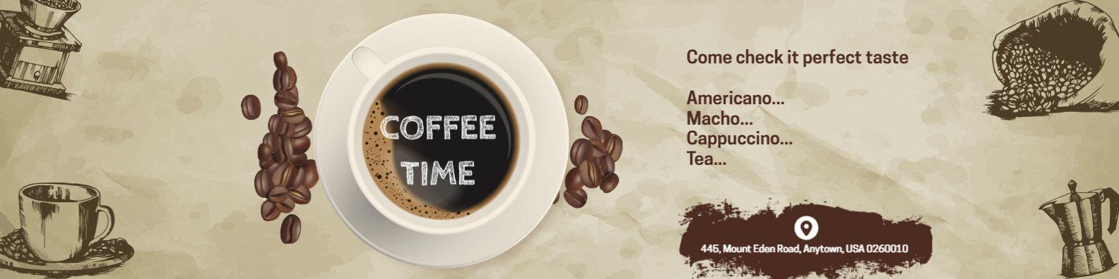Coffee Time Theme with Cozy Brown Coffee Shop LinkedIn Banner Template
