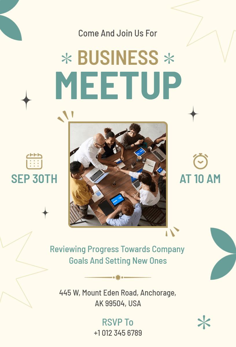 Collaborative Business Strategy Progress Meetup Invitation Template